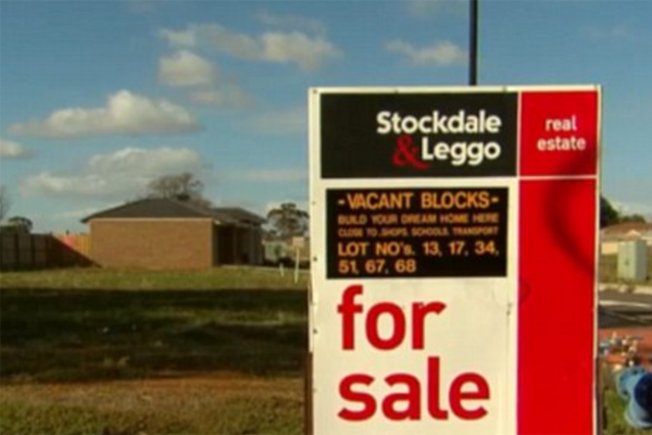 A sign for blocks of land in the development, as shown on Channel 9.