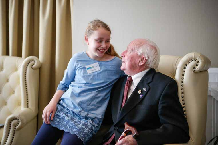 Charlotte Jones with her grandfather Ron McKenzie, who she saved by calling 000. Picture: Luke Hemer