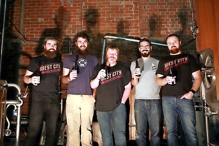 Local brewers Nick Cooper, Duncan Gibson, Fergus McGregor, Sam Hambour and Bevan Dalziel. Picture: Benjamin Millar