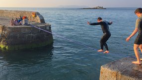 Tightrope walkers at Coliemore Harbour, Dalkey (Pic: John Fahy)