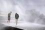 The Wollongong Harbour breakwall on Saturday.