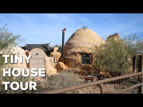 Unique Off Grid Earth Bag Tiny House Tour - Bisbee Arizona