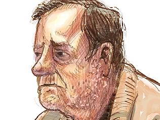 Gregory Keith Davies, 73, accused killer of Kylie Maybury in out of sessions hearing. Sketch by; Mitchell Toy