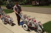 The septuplets were transported in modified prams.