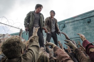 Michael Traynor as Nicholas and Steven Yeun as Glenn Rhee - The Walking Dead _ Season 6, Episode 3 - Photo Credit: Gene ...