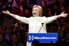 Democratic presidential candidate Hillary Clinton speaks during a presidential primary election night rally, Tuesday, June 7, 2016, in New York.