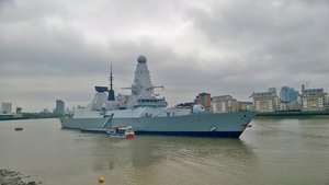 File - The Type 45 destroyer HMS Defender at Greenwich in London, 26 April, 2015.