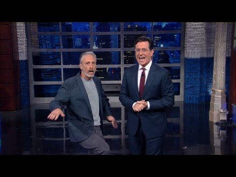 Jon Stewart Crashes Stephen’s Monologue