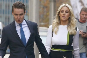 Oliver Curtis and wife Roxy Jacenko arrive at court.