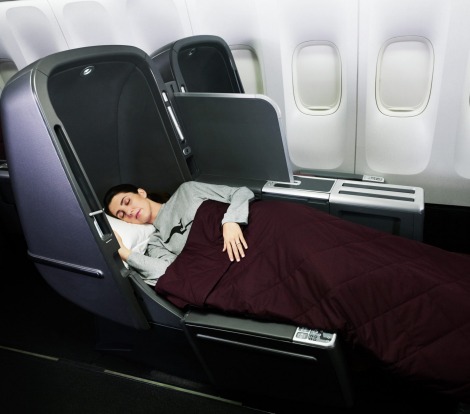 Qantas 747-400 Business Class.