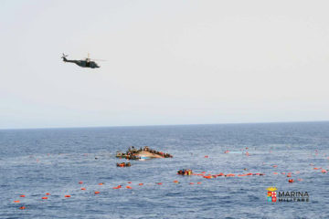 Italian navy rescues survivors of capsized boat enroute from Libya to Italy (by Italian Navy, Marina Militare)