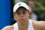 Improving: Ashleigh Barty in action during her match against Karolina Pliskova in Nottingham.