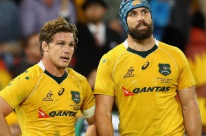 Feeling the pain: Michael Hooper and Scott Fardy.