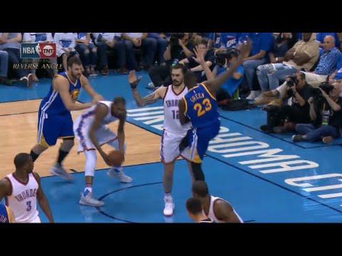 Draymond Green intentionally kicks Steven Adams between the legs - gets NOT ejected!