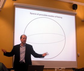 File - Nick Bostrom, a Swedish philosopher at the University of Oxford, describing some of the properties of modes-of-being-space.