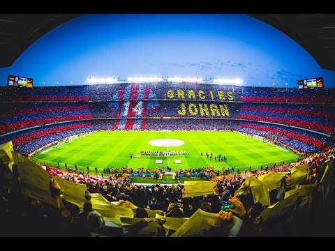 Mosaic and tribute to Johan Cruyff before kick off at the Clasico