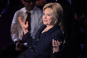 File - US Presidential Candidate Hillary Clinton speaking at the Brown & Black Presidential Forum in Des Moines, Iowa, January 11, 2016