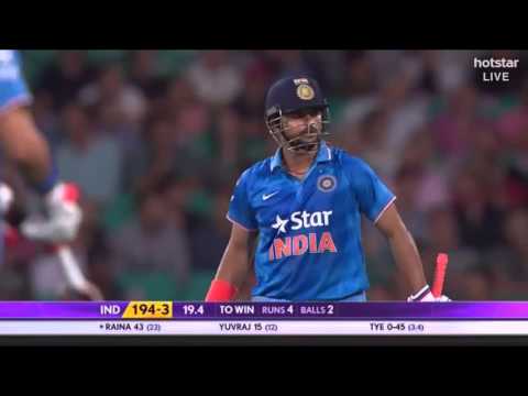 India vs Australia 3rd T20 last over (31-01-2016)