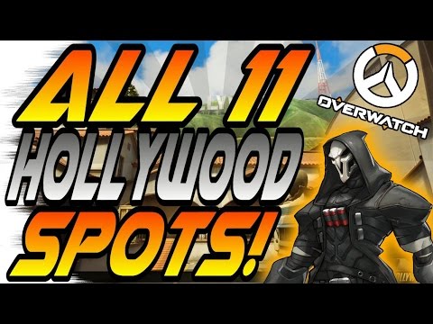 ALL 11 HOLLYWOOD SECRET SPOTS! - Tricks & Tips for Easy Kills, Ledges, Glitches (Overwatch)