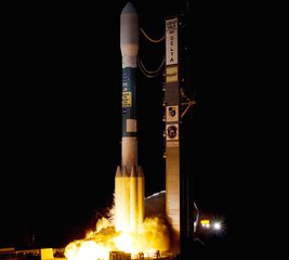 File - Liftoff of the Delta II rocket carrying the Kepler spacecraft.