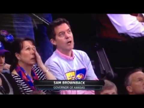 Sam Brownback BOOED at Kansas vs Wichita St. Game, 3/22/15