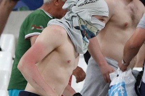 Russian supporters charged at England fans in the stands at the final whistle on the weekend.