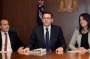 Cabinet secretary Marle Kairouz alongside Premier Daniel Andrews and Deputy James Merlino at Labor's first Cabinet ...