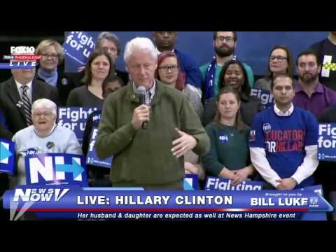 FNN: Bill Clinton and Chelsea Clinton Campaign for HIllary Day Before New Hampshire Primary