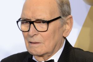 Ennio Morricone after winning the Oscar for Best Original Score on <i>The Hateful Eight</i>.