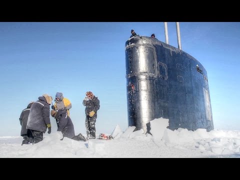 Navy Nuclear Submarine Breaking Through Arctic Ice