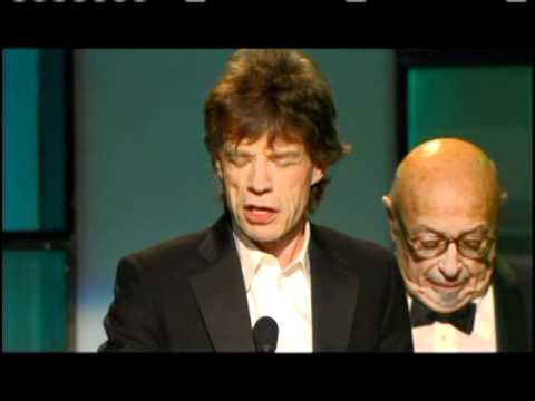 Ahmet Ertegun and Mick Jagger induct Jann Wenner Rock and Roll Hall of Fame inductions 2004