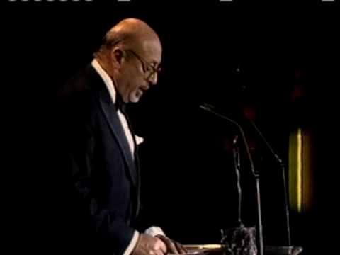 Ahmet Ertegun accepts award Rock and Roll Hall of Fame inductions 1987