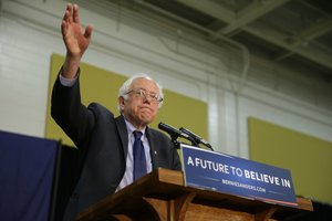 Democratic presidential candidate, Sen. Bernie Sanders, I-Vt. speaks during a rally at Purdue University in West Lafayette, Ind., Wednesday, April 27, 2016. (AP Photo/Michael Conroy)