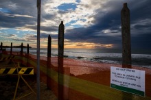 Sunrise over Collaroy beach after severe storms damaged the coastline in Sydney. 