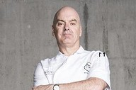 SMH/NEWS.  Portrait of left to right iconic chefs Jacqui Challinor, Clayton Donovan, Mark Best and Neil Perry.  Story about them cooking to raise money for Oz Harvast at Barangaroo.  Photographed at the Cutaway in Barangaroo.   Pic by Nic Walker.  Date 3rd March 2016.