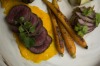 SYDNEY, AUSTRALIA - JUNE 08:  The Venison sampler with root veg, fennel, berry and carrot served at Norsk Dor on June 8, ...