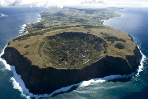 Volcanic crater, Rapa Nui.