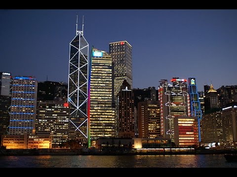 Hong Kong Central District Skyline at Night *HD*