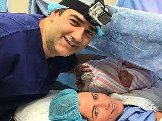 Michael 'Wippa' Wipfli and wife Lisa after she gave birth to their newborn son.