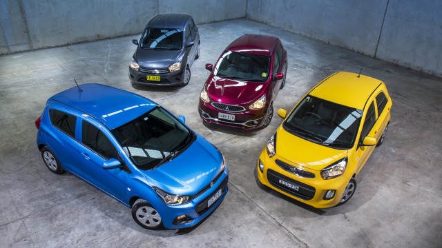 A host of new cut-price city cars including the Holden Spark, Kia Picanto, Mitsubishi Mirage and Suzuki Celerio battle ...