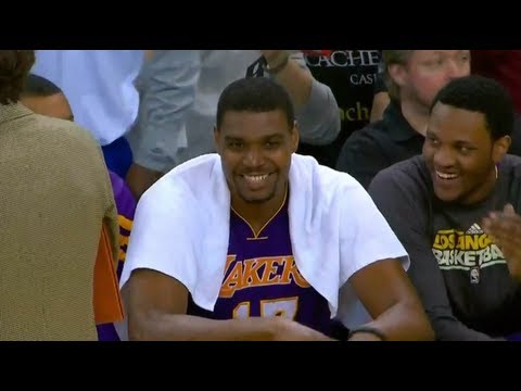 Andrew Bynum BENCHED for 3 pointer vs Warriors