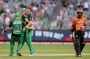 On his way: Melbourne Stars teammates celebrate with Daniel Worrall after his dismissal of Michael Carberry.