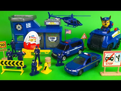 Motor Max police station playset with police cars and Paw Patrol Chase and Disney Olaf the snowman