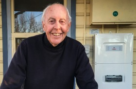 Armidale resident John Bragg, 81, lives virtually off-grid using a solar powered lithium battery and an inverter.