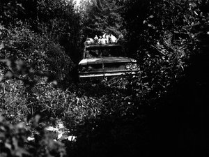 File - US Civil Right Workers Chaney, Goodman, and Schwerner's Ford Station Wagon location near the Bogue Chitto River located in Northeastern Neshoba County, Mississippi on Highway 21. The three workers disappeared on June 21, 1964 resutling in a massive federal search for the murdered workers.