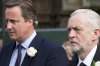 Britain's Prime Minister David Cameron and Labour Party leader Jeremy Corbyn arrive at St Margaret's Church in London ...