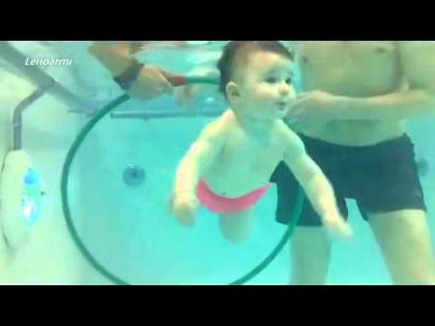 Babies swimming