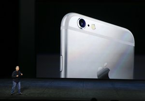 Phil Schiller, Apple's senior vice president of worldwide marketing, talks about the features of the new iPhone 6s and iPhone 6s Plus during the Apple event at the Bill Graham Civic Auditorium in San Francisco, Wednesday, Sept. 9, 2015.