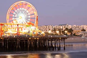 Santa Monica pier at sunset, Santa Monica,