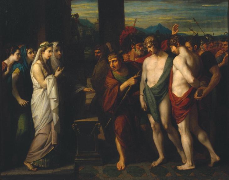 Benjamin West, 'Pylades and Orestes Brought as Victims before Iphigenia' 1766